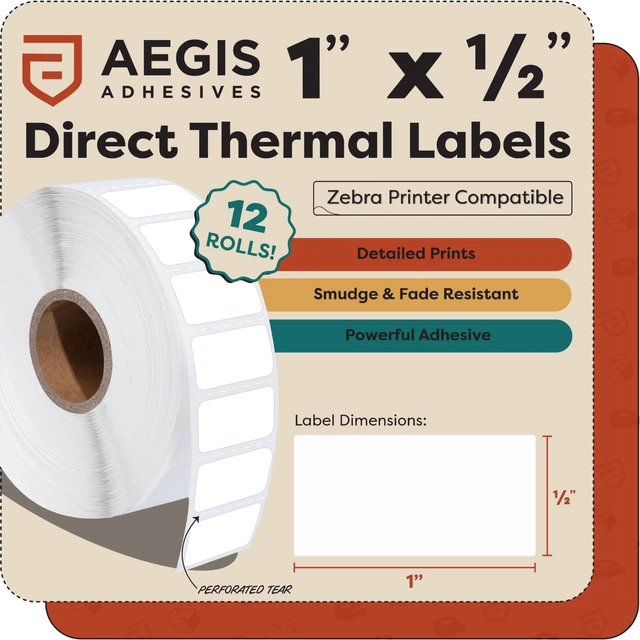 Alt view image 2 of 7 - 1" X 0.5" Direct Thermal Labels (28800 Count, 12 Rolls) - Barcode Stickers FNSKU Labels, Small Item Identification - Compatible With Zebra Printers, NOT Rollo Compatible
