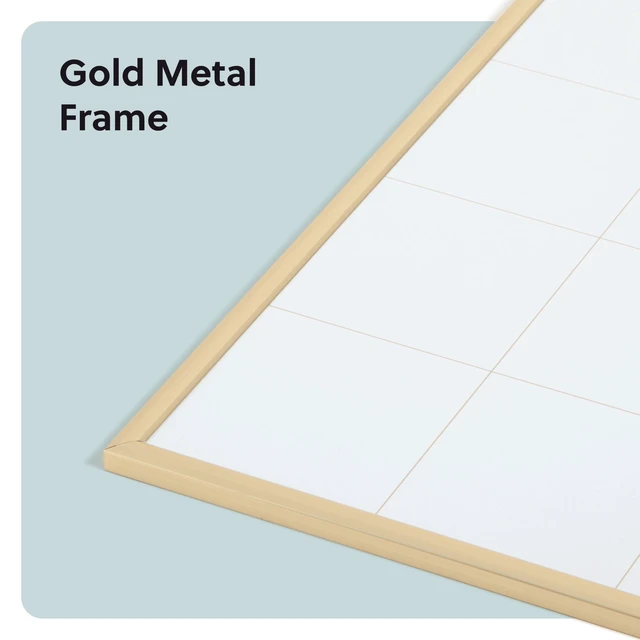 Alt view image 3 of 6 - Magnetic Dry Erase Monthly Calendar Whiteboard 16" x 20", Gold Aluminum Frame, Wall Mounted Planner for Office, Home, and Classroom, Includes Marker and Magnet