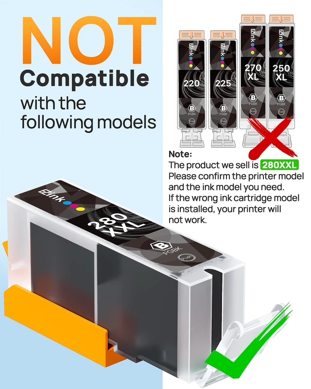 Alt view image 7 of 7 - TS9120 Ink Cartridges Replacement for Canon 280 281 Ink Cartridges PGI 280XXL CLI 281XXL to use with PIXMA TR8620 TS8320 TS8220 TS8120 (PGBK, Black, Photo Blue, Cyan, Magenta, Yellow) 6 Pack