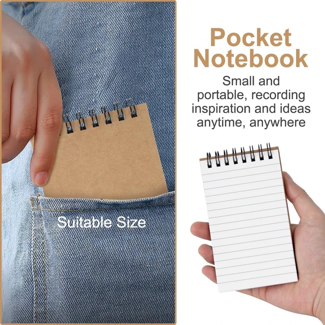 Alt view image 4 of 7 - 12 Pack 3x5" Mini Notebook, Small Spiral College Ruled Notepad for School Pocket Notebook, Small Notebooks, Pocket Notepads, Lined Note Pads for Home Office Work Travel Meetings Travel Note Taking