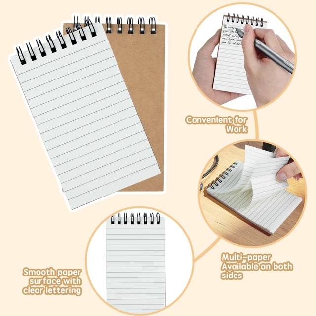 Alt view image 3 of 7 - 12 Pack 3x5" Mini Notebook, Small Spiral College Ruled Notepad for School Pocket Notebook, Small Notebooks, Pocket Notepads, Lined Note Pads for Home Office Work Travel Meetings Travel Note Taking