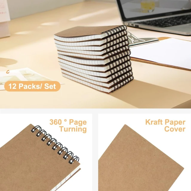 Alt view image 5 of 7 - 12 Pack 3x5" Mini Notebook, Small Spiral College Ruled Notepad for School Pocket Notebook, Small Notebooks, Pocket Notepads, Lined Note Pads for Home Office Work Travel Meetings Travel Note Taking