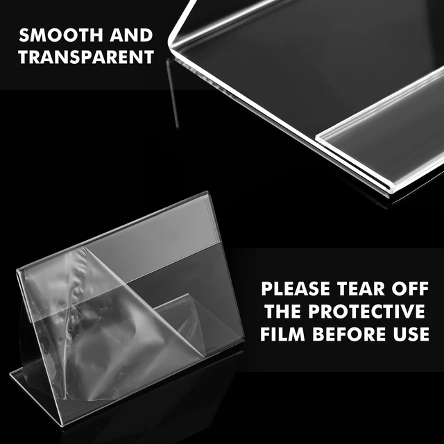 Alt view image 4 of 7 - 200 Pcs 3.5x2.5 Mini Acrylic Sign Holder Slant Back Display Stands Small Business Cards Holder L Shaped Mini Clear Name Display for Desk, Office Classroom Home Office Tags