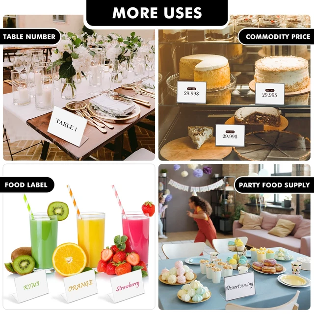Alt view image 7 of 7 - 200 Pcs 3.5x2.5 Mini Acrylic Sign Holder Slant Back Display Stands Small Business Cards Holder L Shaped Mini Clear Name Display for Desk, Office Classroom Home Office Tags
