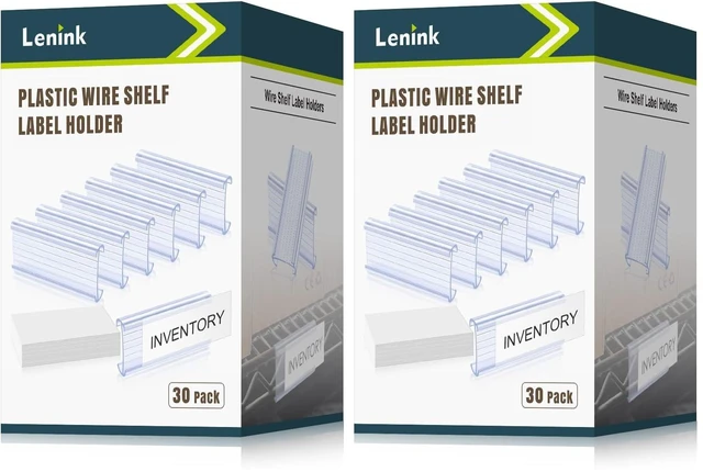 Main image of 30Pcs Wire Shelf Label Holders,Plastic Wire Rack Label Holder,Compatible with Metro 1-1/4in Shelves,Label Area 3in Lx1.25in H (Label Paper Insert Included) (Pack of 2)