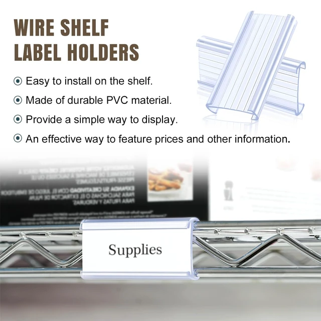 Alt view image 2 of 7 - 30Pcs Wire Shelf Label Holders,Plastic Wire Rack Label Holder,Compatible with Metro 1-1/4in Shelves,Label Area 3in Lx1.25in H (Label Paper Insert Included) (Pack of 2)