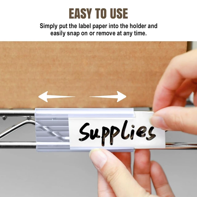 Alt view image 3 of 7 - 30Pcs Wire Shelf Label Holders,Plastic Wire Rack Label Holder,Compatible with Metro 1-1/4in Shelves,Label Area 3in Lx1.25in H (Label Paper Insert Included) (Pack of 2)
