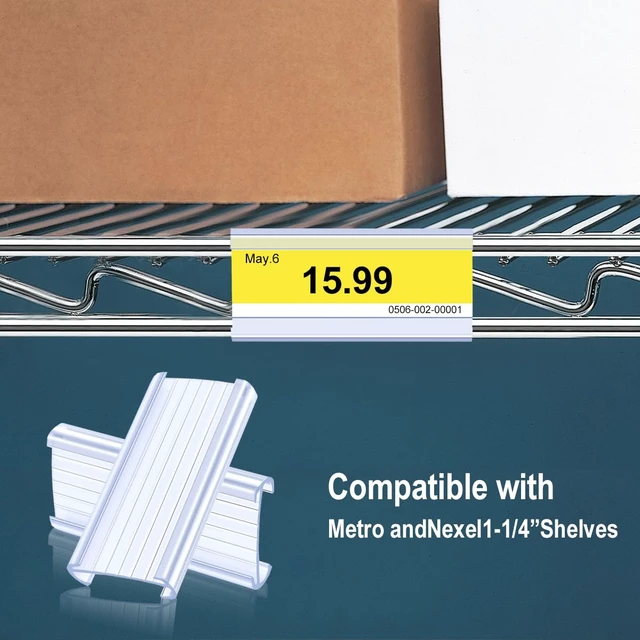 Alt view image 5 of 7 - 30Pcs Wire Shelf Label Holders,Plastic Wire Rack Label Holder,Compatible with Metro 1-1/4in Shelves,Label Area 3in Lx1.25in H (Label Paper Insert Included) (Pack of 2)