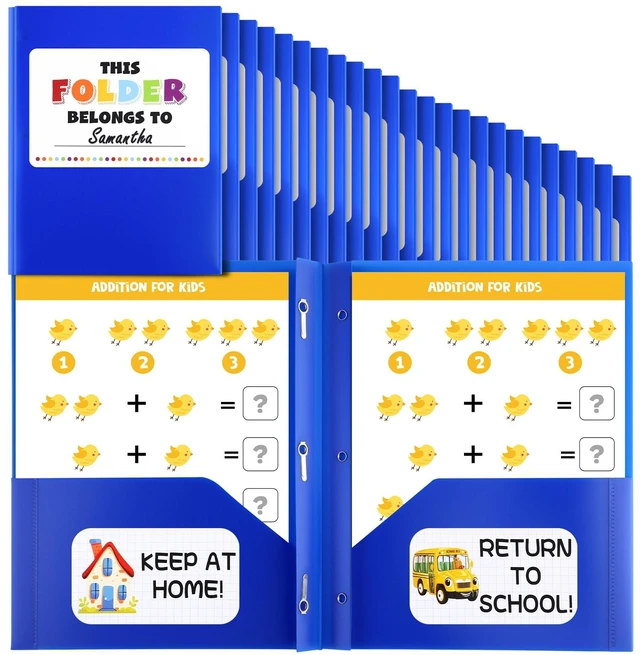 Main image of 100 Pack Take Home Folders with Pockets for Students,Blue Bulk School and Home Communication Folder Heavy Duty Plastic Homework Privacy Folders for School Parent Teacher