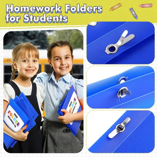 Alt view image 4 of 6 - 100 Pack Take Home Folders with Pockets for Students,Blue Bulk School and Home Communication Folder Heavy Duty Plastic Homework Privacy Folders for School Parent Teacher