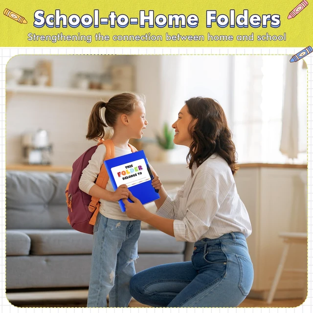 Alt view image 6 of 6 - 100 Pack Take Home Folders with Pockets for Students,Blue Bulk School and Home Communication Folder Heavy Duty Plastic Homework Privacy Folders for School Parent Teacher