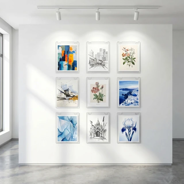 Alt view image 7 of 7 - Acrylic Wall Sign Holder 8.5 x 11, 26 Pack Wall Mount,3-Way Install Clear Acrylic Wall Picture Frame with Adhesive Tape, Screws and Rope; Easy Paper Changes for Offices, Stores and Schools