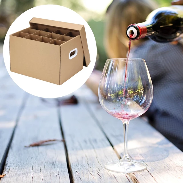 Alt view image 6 of 7 - 4 Pack Wine Glass Dish Moving Boxes with Handles and Lids 15 x 12 x 10 Inches Moving Boxes with Lid Glassware Dish Packing Box Corrugated Dividers for Kitchen Dish Glassware, Brown