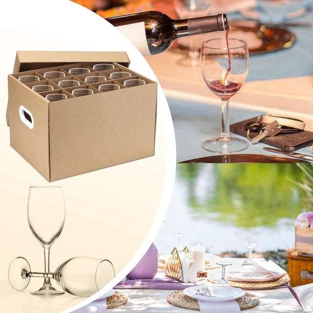 Alt view image 7 of 7 - 4 Pack Wine Glass Dish Moving Boxes with Handles and Lids 15 x 12 x 10 Inches Moving Boxes with Lid Glassware Dish Packing Box Corrugated Dividers for Kitchen Dish Glassware, Brown