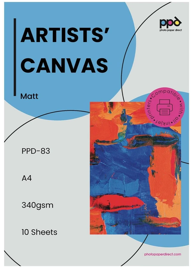 Main image of 10 Sheets 8.5x11 Canvas Paper Printable Fabric Sheets Inkjet Premium 100% Cotton Paper with a Matte Canvas Texture. Print Stunning Fine Art and Portraits with a Gallery Look. -83-10