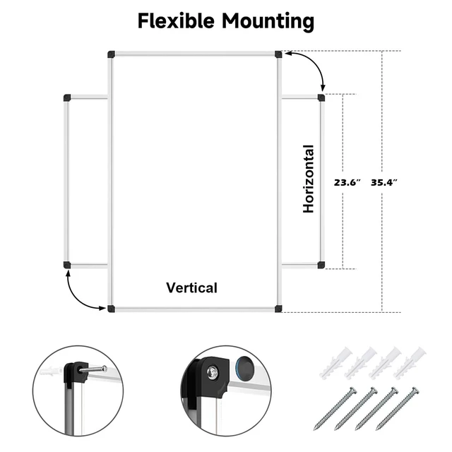 Alt view image 6 of 7 - XBoard Magnetic Whiteboard 36 x 24 Inches, Aluminum Frame 3' x 2' Dry Erase White Board for Wall, Message Presentation Board for Home School Office