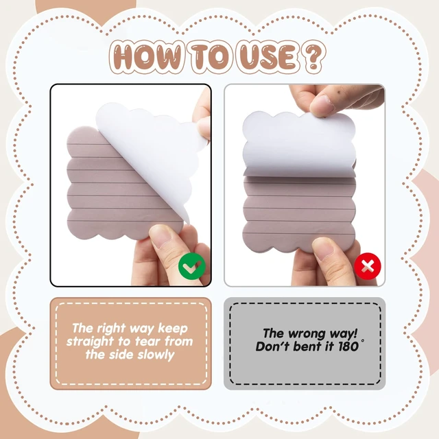 Alt view image 3 of 6 - 8 Pack Scalloped Sticky Notes Lined, 3" X 3", Vintage Color Aesthetic Cute Wavy Edges, Self-stick for School Office Desk, 240 Sheets Bulk, Pretty Design for Reminders Planning