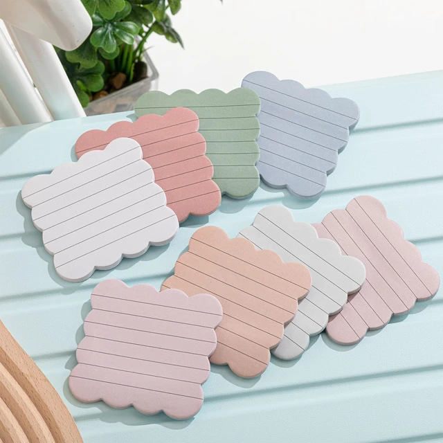 Alt view image 4 of 6 - 8 Pack Scalloped Sticky Notes Lined, 3" X 3", Vintage Color Aesthetic Cute Wavy Edges, Self-stick for School Office Desk, 240 Sheets Bulk, Pretty Design for Reminders Planning