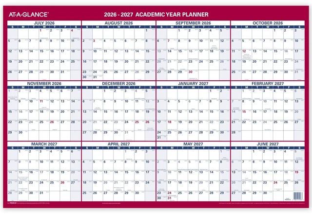 Main image of Dry Erase Calendar 2026-2027 Academic & Regular Year Wall Planner, 12-Month, 36" x 24", Double Sided, Horizontal (PM200P28)