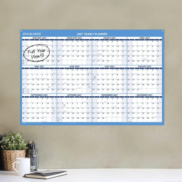 Alt view image 2 of 5 - Dry Erase Calendar 2026-2027 Academic & Regular Year Wall Planner, 12-Month, 36" x 24", Double Sided, Horizontal (PM200P28)