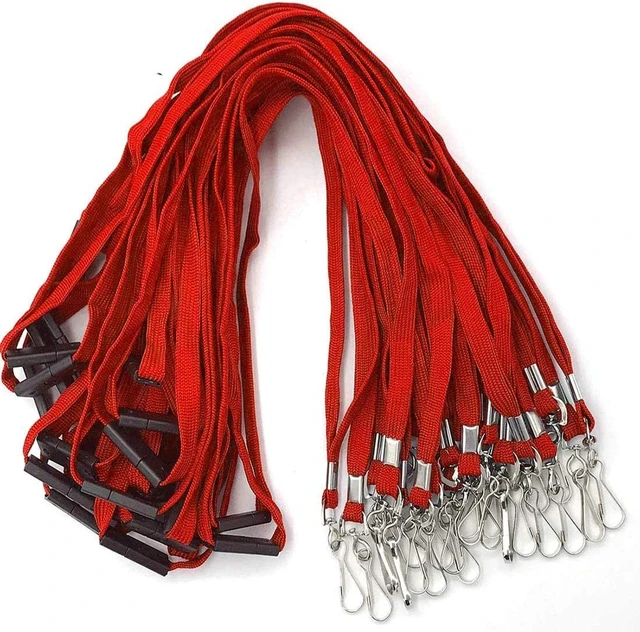 Main image of Lanyards Safety Red Lanyards Neck Flat Premium Breakaway Badge Lanyard with J-Hook for ID Nametag Badge Holder (Red, 50 PCS)