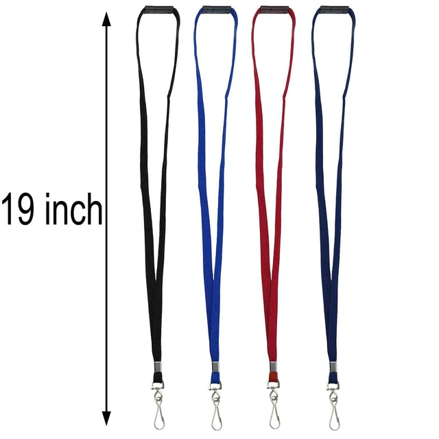 Alt view image 2 of 7 - Lanyards Safety Black Lanyards Neck Flat Premium Breakaway Badge Lanyard with J-Hook for ID Nametag Badge Holder (Navy Blue, 50 PCS)