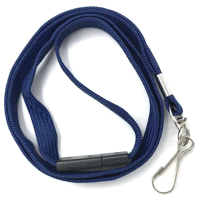 Alt view image 5 of 7 - Lanyards Safety Black Lanyards Neck Flat Premium Breakaway Badge Lanyard with J-Hook for ID Nametag Badge Holder (Navy Blue, 50 PCS)
