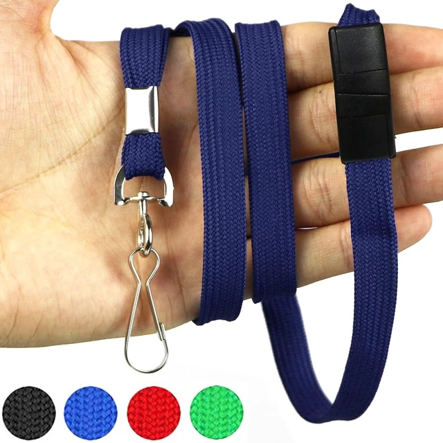 Alt view image 6 of 7 - Lanyards Safety Black Lanyards Neck Flat Premium Breakaway Badge Lanyard with J-Hook for ID Nametag Badge Holder (Navy Blue, 50 PCS)
