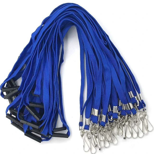 Main image of Lanyards Safety Blue Lanyards Neck Flat Premium Breakaway Badge Lanyard with J-Hook for ID Nametag Badge Holder (Blue, 50 PCS)