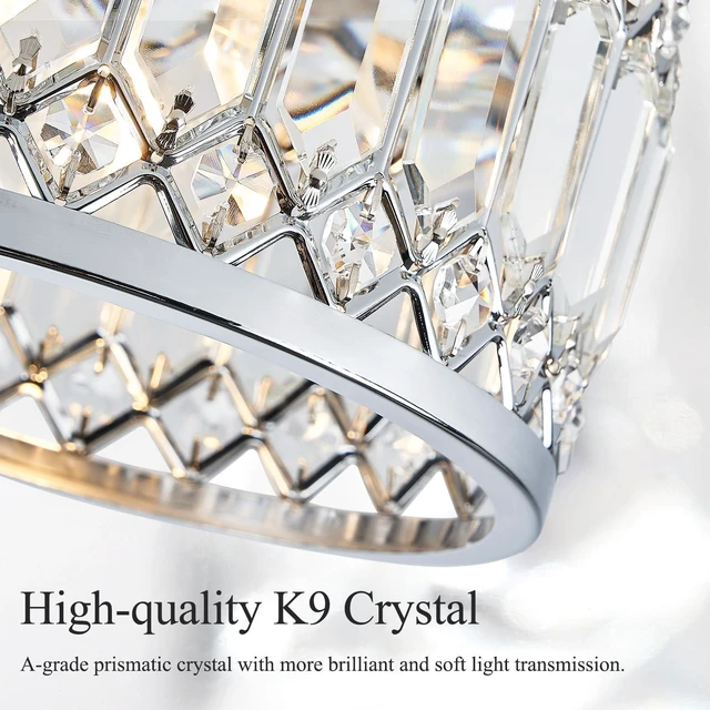 Alt view image 7 of 7 - Crystal Chrome Ceiling Light, 3-Light Semi Flush Light Fixture, 12in Flush Mount Dining Room Chandelier, Modern Light Fixture Ceiling Mount for Kitchen, Entryway, Bedroom, Bulbs Not Included