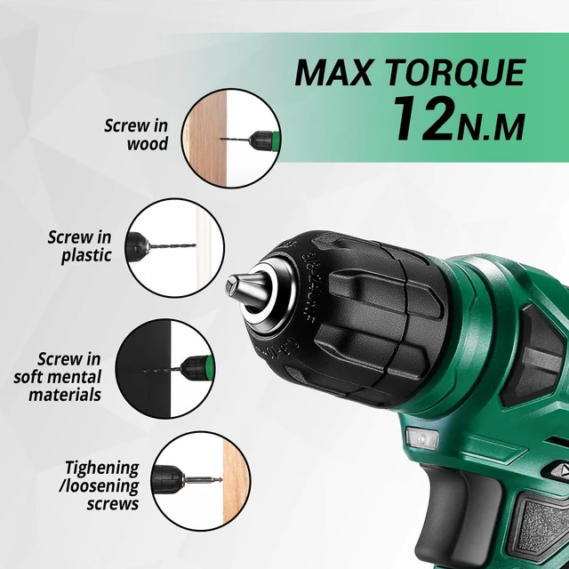 Alt view image 5 of 6 - Tool Kit: 8V Cordless Drill, Home Toolbox with storage case, Hand Tool set for Home Repairs 126 Piece, Green