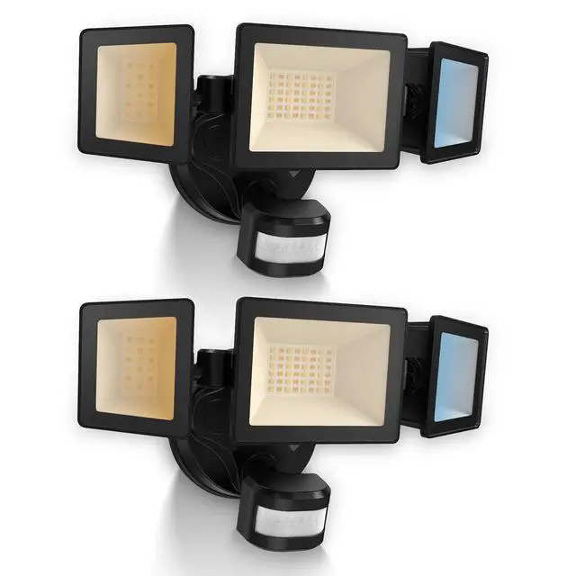 Main image of Motion Sensor Outdoor Lights, 40W 4500LM Flood Lights Outdoor 120V 3CCT 3000K/4000K/6500K, 3 Modes (Dusk to Dawn/Auto/On Time) Waterproof Hardwired Security Light ETL Listed for Porch, 2PCS