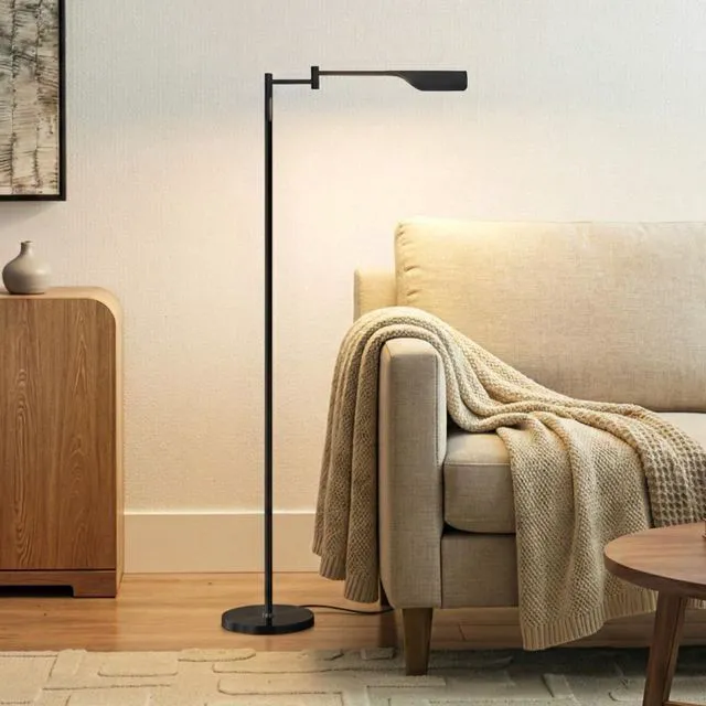 Main image of Leaf Pharmacy LED Reading Lamp, Dimmable Floor Lamp with Easy Rotation Over Chair or Desk for Living Rooms & Offices, Adjustable Standing Lamp, Tall Lamp for Sewing & Craftwork - Jet Black