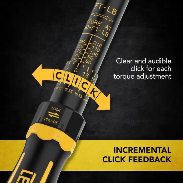 Alt view image 7 of 7 - Torque Wrench, 1/2-Inch Drive, Dual Scale 30-210 FT-LB (40.7-284.7 N·m), Premium Rubber-Grip Handle, Deluxe Hybrid Case (LX-TW12)