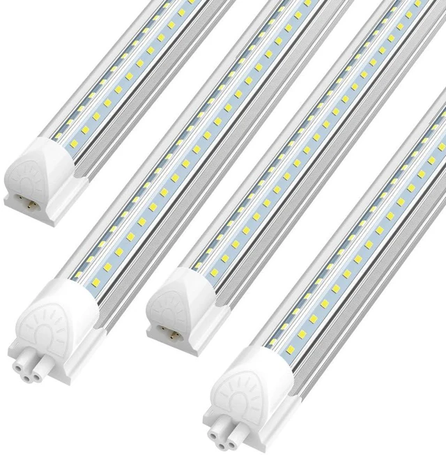 Main image of (4-Pack) LED Shop Lights, 6FT 60W 8000LM, 6000K V-Shape Linkable LED Tube Ceiling Light, T8 Integrated Utility Shop Light Fixture for Garage Basement Office, Plug and Play, ETL Listed