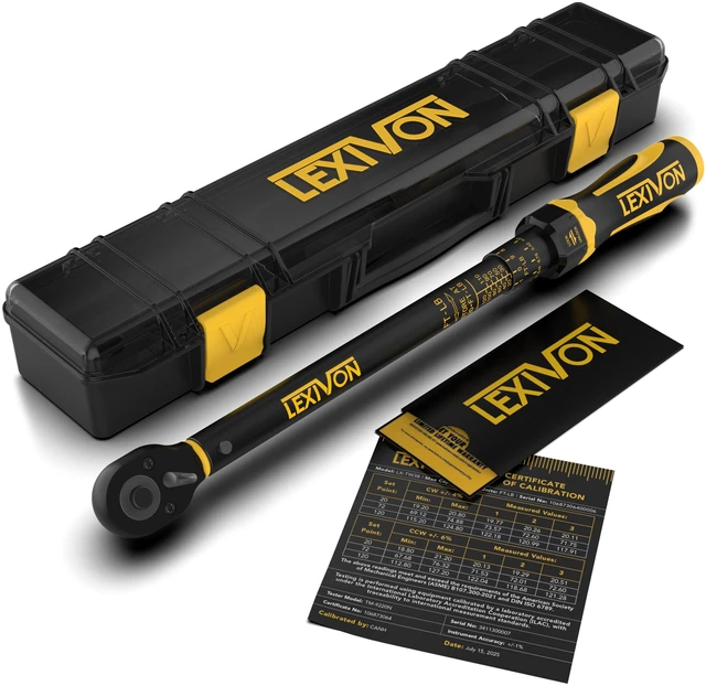 Main image of Torque Wrench, 3/8-Inch Drive, Dual Scale 20-120 FT-LB (27.1-162.7 N·m), Premium Rubber-Grip Handle, Deluxe Hybrid Case (LX-TW38)