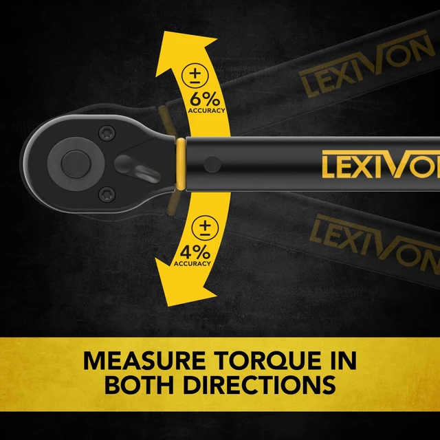 Alt view image 3 of 7 - Torque Wrench, 3/8-Inch Drive, Dual Scale 20-120 FT-LB (27.1-162.7 N·m), Premium Rubber-Grip Handle, Deluxe Hybrid Case (LX-TW38)