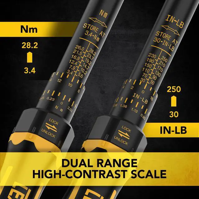 Alt view image 2 of 7 - Torque Wrench, 1/4-Inch Drive, Dual Scale 30-250 IN-LB (3.4-28.2 N·m), Premium Rubber-Grip Handle, Deluxe Hybrid Case (LX-TW14)