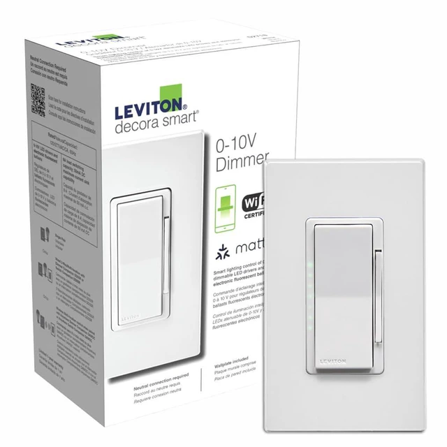 Main image of Decora Smart Dimmer Switch, 0-10V, Wi-Fi, Neutral Wire Required, Works with Matter, My, Alexa, Google Assistant, Apple Home/Siri & Wired or Wire-Free 3-Way, D2710-1BW, White