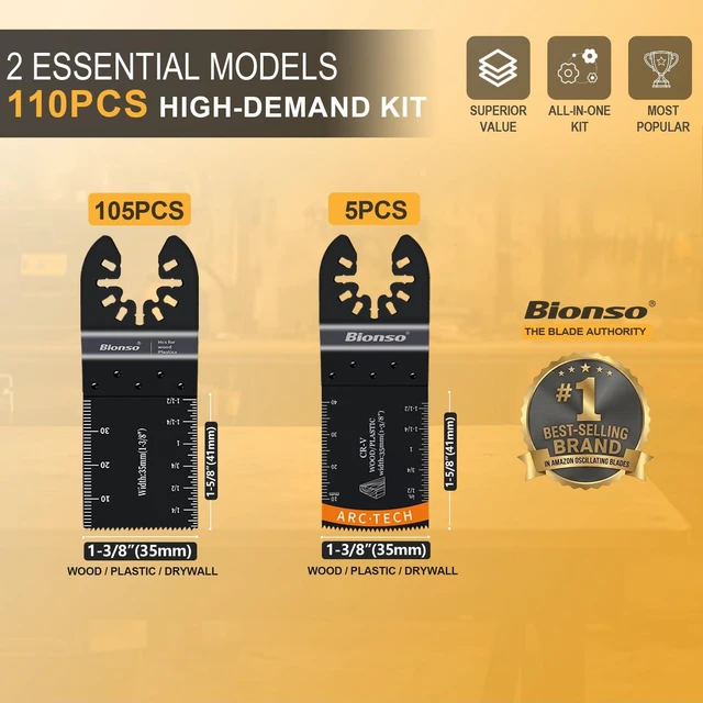 Alt view image 5 of 5 - 110PCS Oscillating Tool Blade Cuts Wood, Sharp and Durable Multitool Blades, Multi Tool Blades Kits, Oscillating Saw Blades Fit Dewalt Milwaukee Ryobi Makita Worx Rockwell