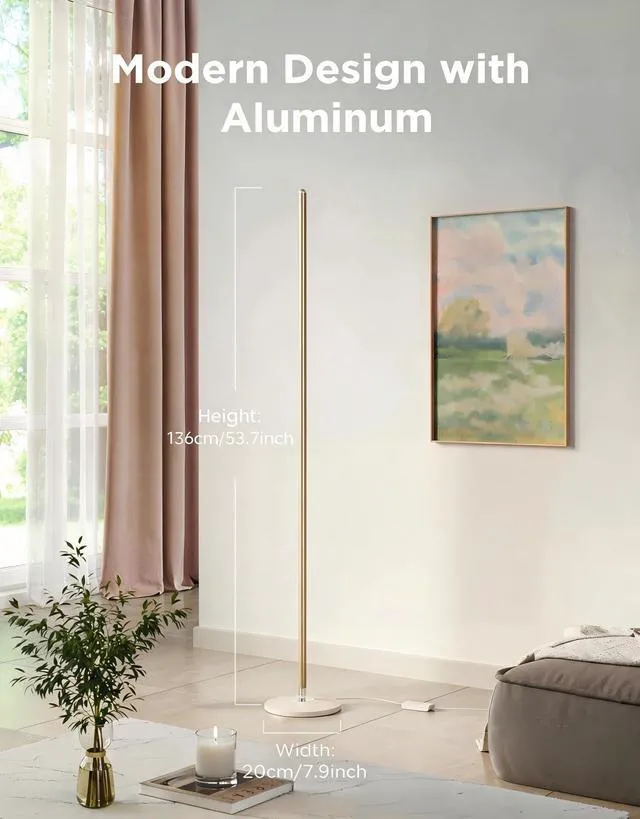 Alt view image 2 of 7 - RGBIC Floor Lamp Basic, 1000lm LED Corner Lamp, Champagne Works with Alexa, Smart Modern Floor Lamp with Music Sync and 16 Million DIY Colors, Color Changing Standing Lamp for Bedroom
