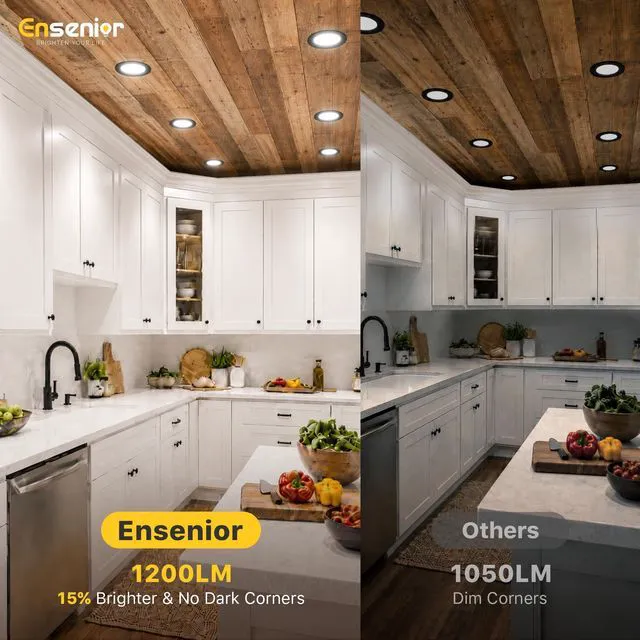 Alt view image 3 of 7 - 16 Pack 6 Inch LED Recessed Ceiling Light, Dimmable, 2700K-5000K 5CCT, 1200LM 12W 120V, High Brightness Canless Wafer Downlight, Black - ETL&FCC&IC