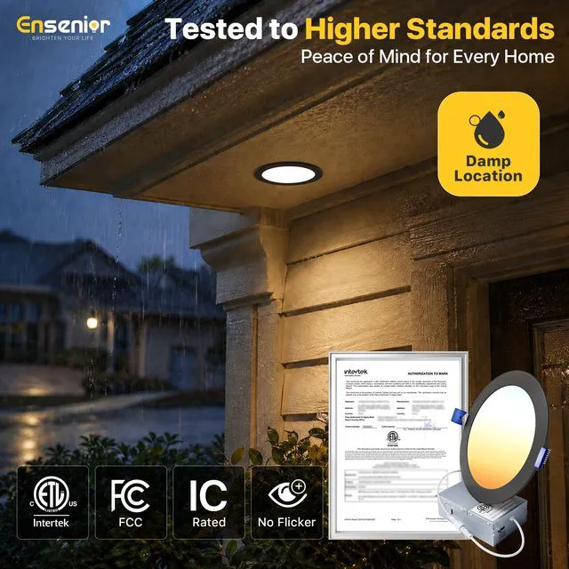 Alt view image 5 of 7 - 16 Pack 6 Inch LED Recessed Ceiling Light, Dimmable, 2700K-5000K 5CCT, 1200LM 12W 120V, High Brightness Canless Wafer Downlight, Black - ETL&FCC&IC