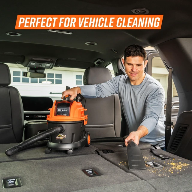 Alt view image 4 of 6 - DAA202W 0901 2.5 Gal 20V Max Cordless Wet/Dry Vac Orange/Black Cordless Convenience, Powerful Wet/Dry Cleanup, Built for Auto Detailing, Portable Everyday Cleaning, Grab-and-Go Design