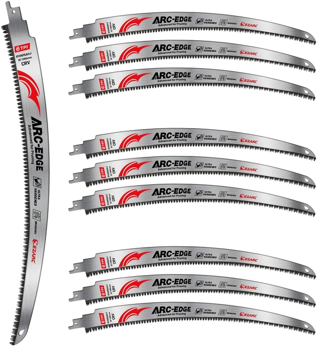 Main image of Arc Edge Reciprocating Saw Blades, 15-Inch 6TPI for Pruning, 10-Pack Extra-Long Arc Edge, Chrome Vanadium Steel, Fleam Ground Teeth, Up to 3x Life, for Tree Trimming, Larger Branches