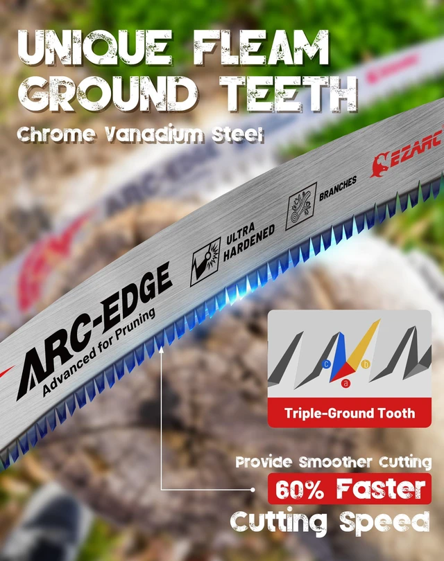Alt view image 3 of 7 - Arc Edge Reciprocating Saw Blades, 15-Inch 6TPI for Pruning, 10-Pack Extra-Long Arc Edge, Chrome Vanadium Steel, Fleam Ground Teeth, Up to 3x Life, for Tree Trimming, Larger Branches