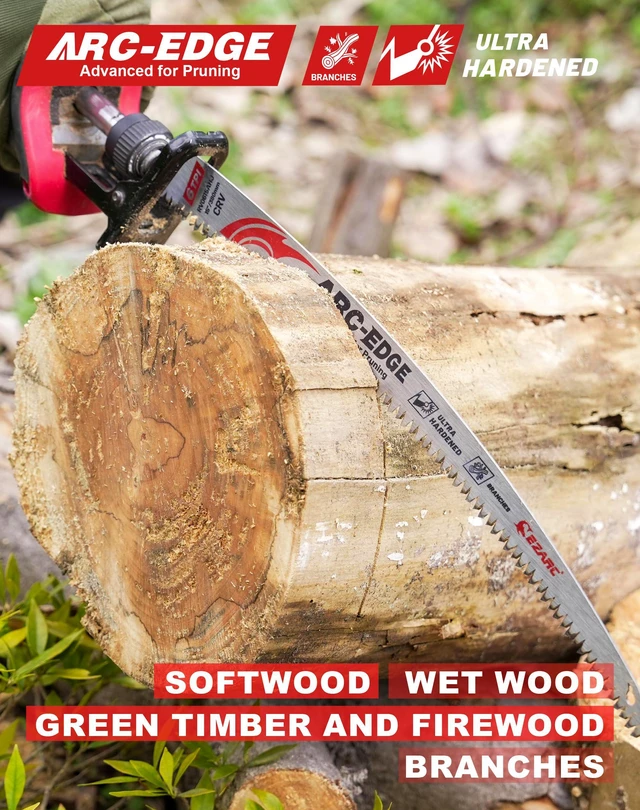 Alt view image 5 of 7 - Arc Edge Reciprocating Saw Blades, 15-Inch 6TPI for Pruning, 10-Pack Extra-Long Arc Edge, Chrome Vanadium Steel, Fleam Ground Teeth, Up to 3x Life, for Tree Trimming, Larger Branches