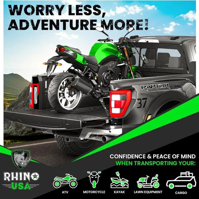 Alt view image 7 of 7 - Retractable Ratchet Straps (4-Pack) - 1in x 10ft, Black 1,209lb Break Strength, Auto Self Retracting Design. For Truck, Cargo Trailer, Motorcycle, ATV & UTV Tie Downs. Black