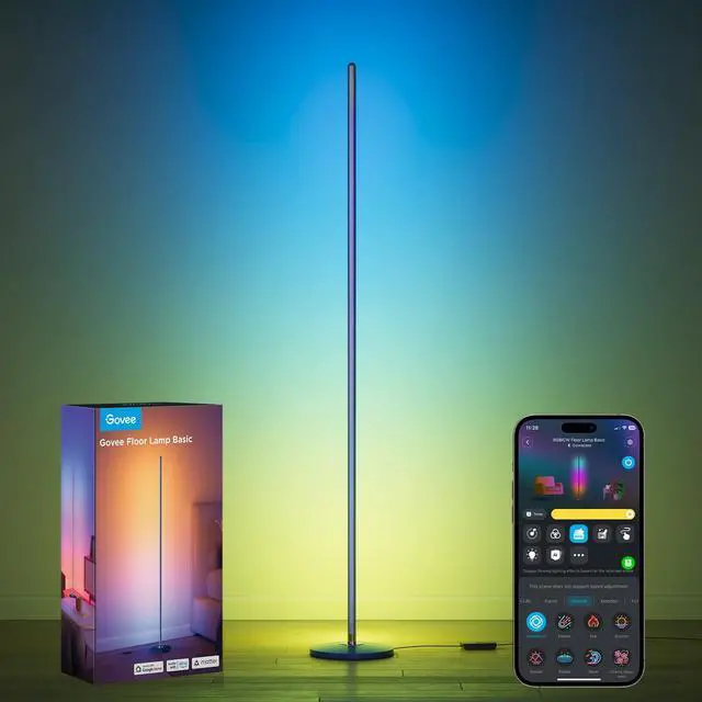 Main image of RGBIC Floor Lamp Basic, 1000lm LED Corner Lamp, Blue Works with Alexa, Smart Modern Floor Lamp with Music Sync and Color Changing Standing Lamp for Bedroom Living Room