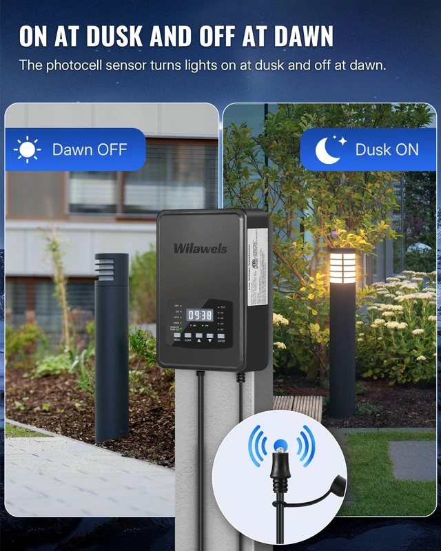 Alt view image 4 of 7 - 200W Low Voltage Landscape Transformer, Weatherproof Outdoor Low Voltage Transformer, 120V AC to 12/14V AC, Landscape Lighting Transformer with Timer and Photocell Sensor, ETL Listed D11LT06